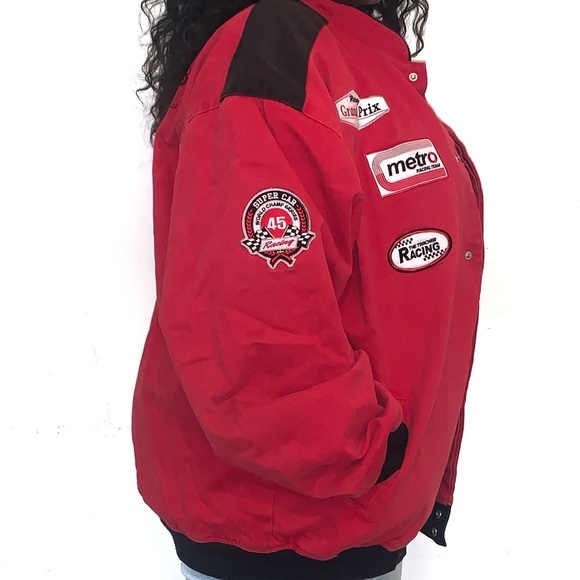 Indy 500 Formula 1 Nascar vintage racing jacket red black white patches sz XXXL - Picture 3 of 12